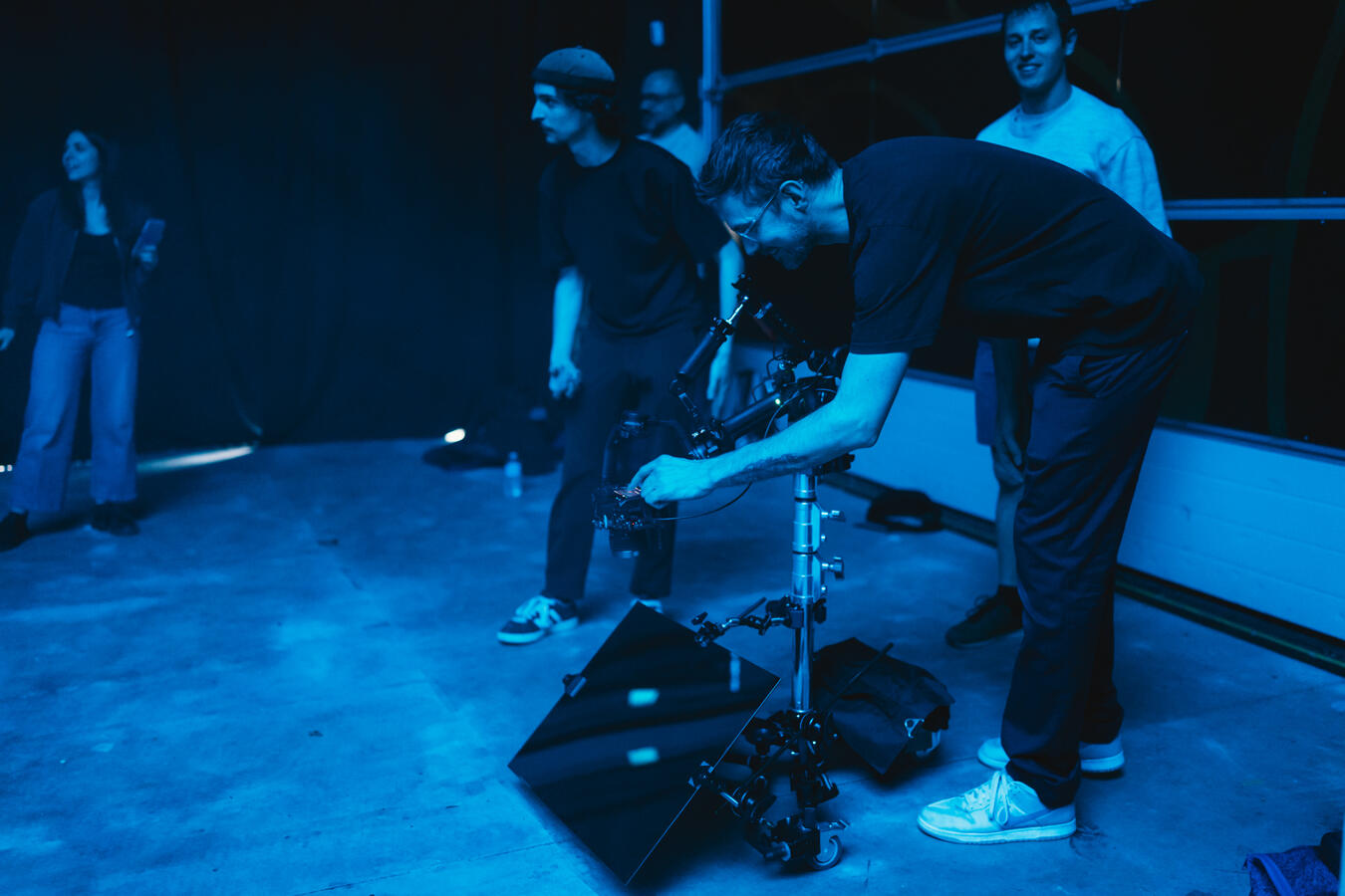 Travail lumière bleu et rouge pour Interlude